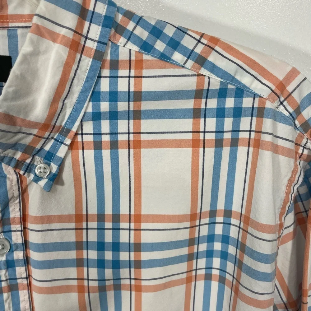 J. Crew Men's Casual Plaid Shirt in Blue and Orange Size Large CB-